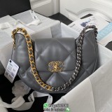 AS4638 Chanel 19 cosmetic party pouch sling shoulder flap messenger saddle bag full inclusion