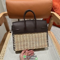 Hermes Birkin 25 wicker picnic lunch handbag luxury designer tote casual beach tote