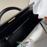 Box leather Hermes Kelly 28cm top handle handbag gold buckle semi handmade