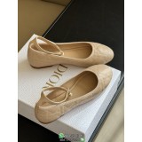 Dior pearl-detailed ladies flat ballet pump sandal ankle-stap Mary Jane boat shoes size35-40