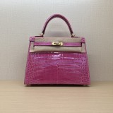 Shiny Nile crocodile Hermes Kelly 25cm luxury design tote structured shopper handbag