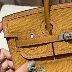 Hermes Birkin cargo 25 canvas shopper handbag carryall travel luggage tote handmade stitch