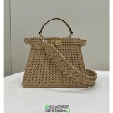 three size Fendi Peekaboo ISeeu braided shopper handbag weekend carryall travel luggage storage tote