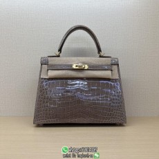Shiny Nile crocodile Hermes Kelly 25cm structured shopper handbag luxury design tote