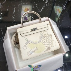 Rare limited edition Hermes Kelly 25cm graffiti top-handle handbag versatile shopper tote