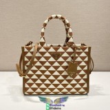 Prada Symbole large jacquard shopper tote holiday carryall travel handbag authentic quality