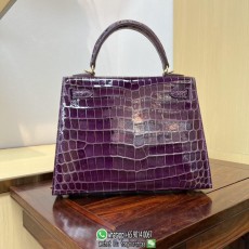 Shiny Nile crocodile Hermes kelly 25cm luxury designer handbag handmade stitch