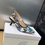 Dior printing kitten-heel slingback pumpp pointed heeled sandal size35-40