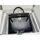 box leather Hermes kelly 28cm top-handle handbag solid travel holiday bag