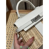 limited edition Hermes Kelly 20 wicker picnic handbag with protective feet