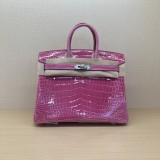 Shiny Nile crocodile Hermes Birkin 25 holiday carryall handbag tote luxury designer handbag