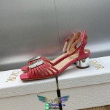 Dior ladies chunky heel heel pump sandal casual summer footwear size35-40  6.5cm heel height