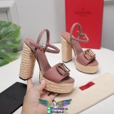Valentino women's ankle-strap platform heel pump chunky heel platform sandal size35-40