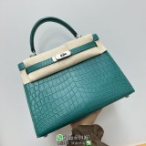 mate Nile crocodile Hermes kelly 25cm top handle handbag handmade stitch