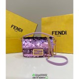 sequin-detailed Fend women's mini hobo baguette sling chain flap messenger upscale party pouch