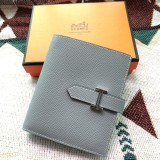 Epsom Hermes bearn bifold small purse wallet solid card holder coin pouch handmade stitch