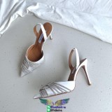 aquezzura velvet pointed heel pump slingback crystal-detailed heel sandal shoes size35-42