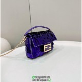 sequin-detailed Fend women's mini hobo baguette sling chain flap messenger upscale party pouch