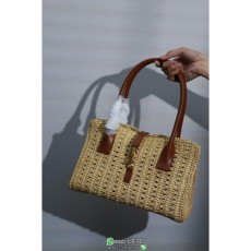 Yves Saint Laurent YSL large raffle resort beach tote women's crochet shopper travel handbag