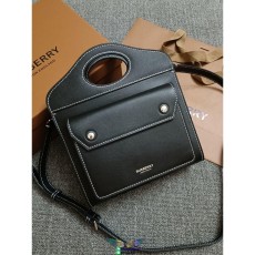 Burberry leather pocket handbag crossbody open shopper tote double size