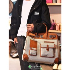 Hermes Birkin Hac 40 weekender getaway luggage canvas travel handbag shopper tote handmade stitch