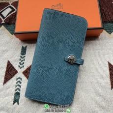 Togo Hermes dogon long passport wallet purse multislots card holder handmade stitch