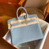 Togo denim blue Hermes Birkin 35cm large travel carryall handbag lugggage handmade designer tote