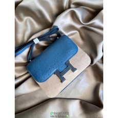 Ostrich Hermes Constance 23 classic messenger flap shoulder flap square bag handmade stitch