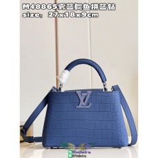 M48865 Crocodile Louis Vuitton LV capucines PM BB shopper handbag structured shopping tote with studded feet