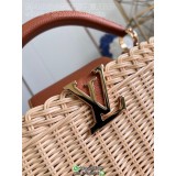 M48865 Louis Vuitton Lv capucines BB wicker handbag holiday resort beach tote large shopper tote