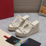 Valentino rockstud women's summer wedge sandal platform espadrilles summer footwear Size35-42