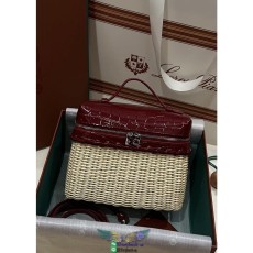 Loro Piana extra pocket L19 willow-braided cosmetic handbag toiletry pouch versatile vanity case