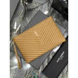 lambskin YSL chevron cosmetic party clutch casual wristlet smartphone makeup pouch