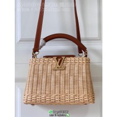 M48865 Louis Vuitton Lv capucines BB wicker handbag holiday resort beach tote large shopper tote
