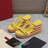 Valentino rockstud women's summer wedge sandal platform espadrilles summer footwear Size35-42