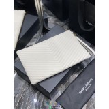 lambskin YSL chevron cosmetic party clutch casual wristlet smartphone makeup pouch