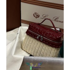 Loro Piana extra pocket L19 willow-braided cosmetic handbag toiletry pouch versatile vanity case