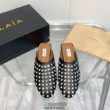 ALAIA Crystal-detailed flat pump sandal half drag mules outdoor summer slipper size35-40