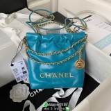 Chanel 22 mini bag drawstring shopper handbag sling shoulder hobo tote in calfskin