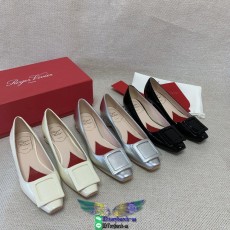Roger Vivier RV women's chunky heel pump slip on gorgeous wedding party footwear daily walk shoe size35-39