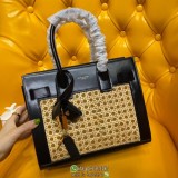 YSL mini Sac de Jour women's braided shopper handbag travel storage tote authentic quality
