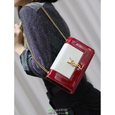 YSL bicolor sling chain crossbody falp messenger shoulder case camera bag makeup boxy clutch