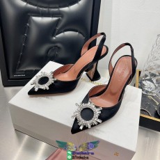 amina muaddi sunflower-detailed velvet heel pump sandal slingback party wedding shoes 35-40