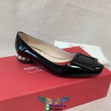 Roger Vivier RV women's chunky heel pump slip on gorgeous wedding party footwear daily walk shoe size35-39