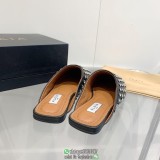 ALAIA Crystal-detailed flat pump sandal half drag mules outdoor summer slipper size35-40