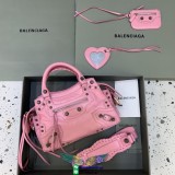 Balenciaga Neo cagole XS studded shopping handbag wrinkled-leather crossbody shopper tote bag