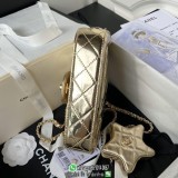 AS4646 Chanel champagne Cf20 sling crossbody flap messenger cosmetic boxy clutch with star pouch