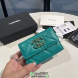 lambskin Chanel bifold small flip purse wallet card holder coin pouch