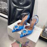 amina muaddi sunflower-detailed velvet heel pump sandal slingback party wedding shoes 35-40