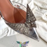 Amina Muaddi PVC butterfly-embellished slingback heel pump sandal stylish party wedding shoes 35-40
